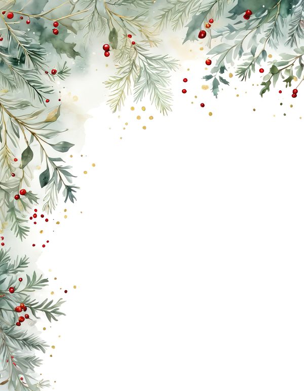Sage Green Christmas Foliage Border: Holiday Card Digital Paper (JPG) — image 2