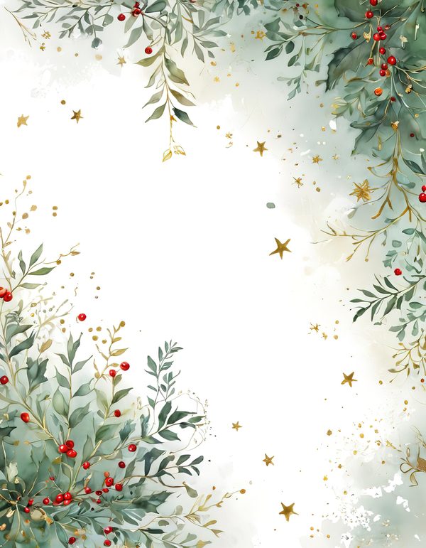 Sage Green Christmas Foliage Border: Holiday Card Digital Paper (JPG) — image 3