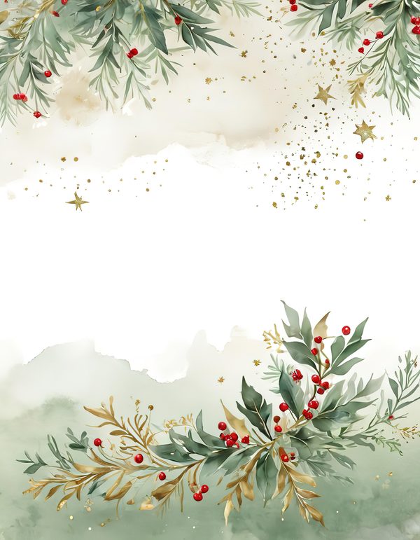 Sage Green Christmas Foliage Border: Holiday Card Digital Paper (JPG) — image 4