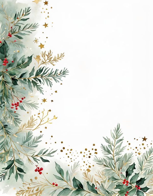 Sage Green Christmas Foliage Border: Holiday Card Digital Paper (JPG) — image 6