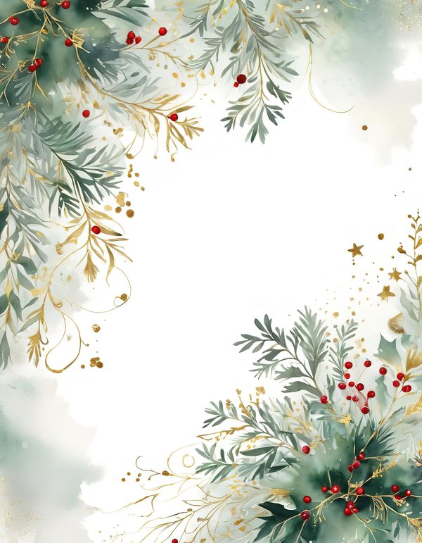 Sage Green Christmas Foliage Border: Holiday Card Digital Paper (JPG) — image 7