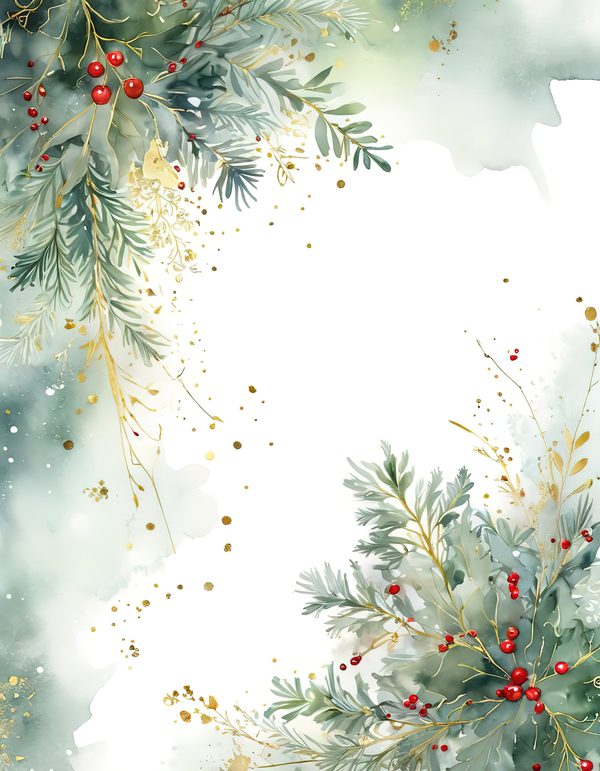 Sage Green Christmas Foliage Border: Holiday Card Digital Paper (JPG) — image 9