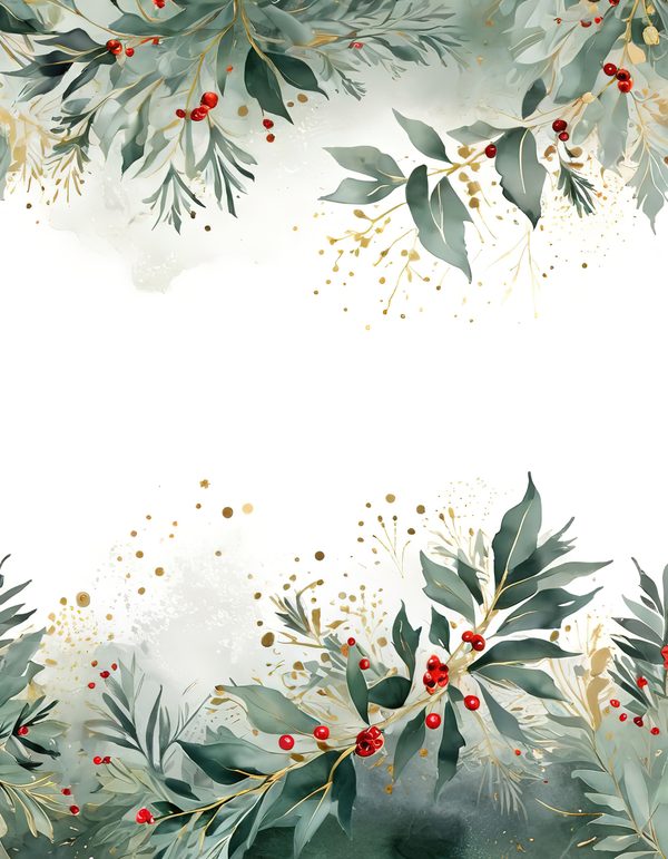 Sage Green Christmas Foliage Border: Holiday Card Digital Paper (JPG) — image 10