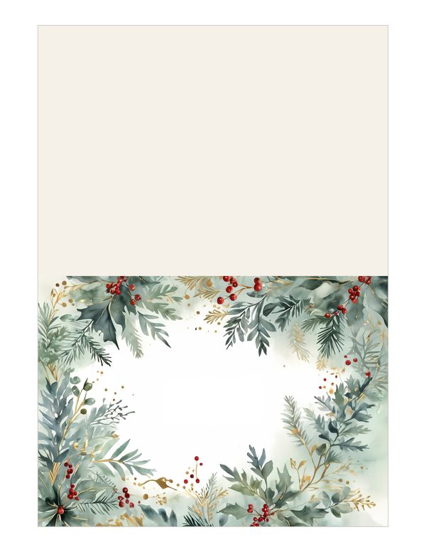 Sage Green Christmas Foliage Border: Holiday Card Digital Paper (JPG) — image 16
