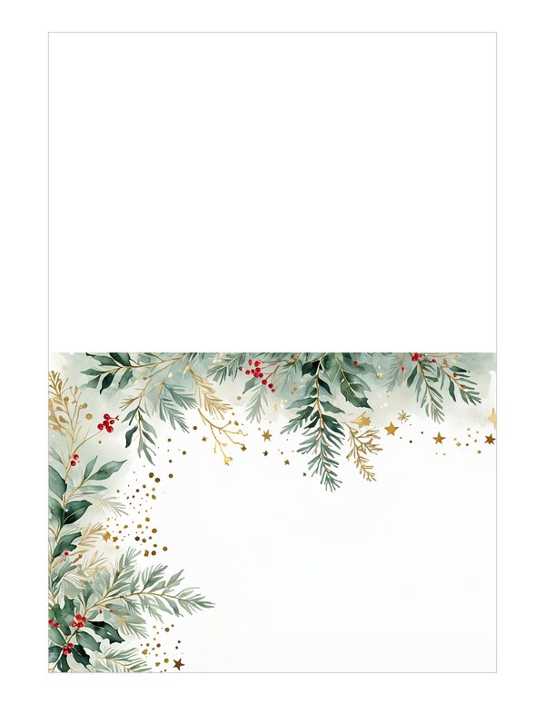Sage Green Christmas Foliage Border: Holiday Card Digital Paper (JPG) — image 17