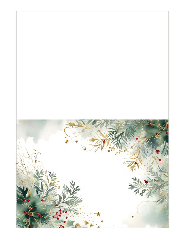 Sage Green Christmas Foliage Border: Holiday Card Digital Paper (JPG) — image 18