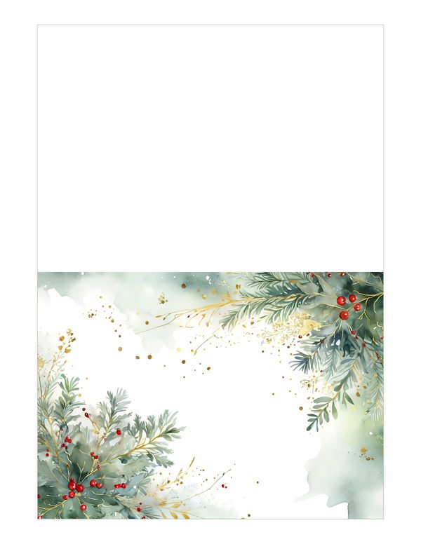 Sage Green Christmas Foliage Border: Holiday Card Digital Paper (JPG) — image 20