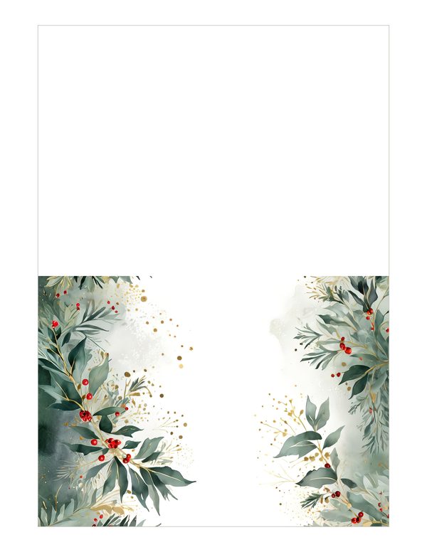 Sage Green Christmas Foliage Border: Holiday Card Digital Paper (JPG) — image 21