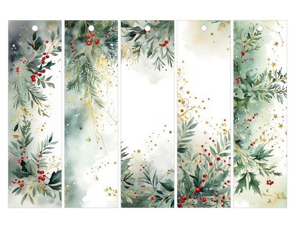Sage Green Christmas Foliage Border: Holiday Card Digital Paper (JPG) — image 29
