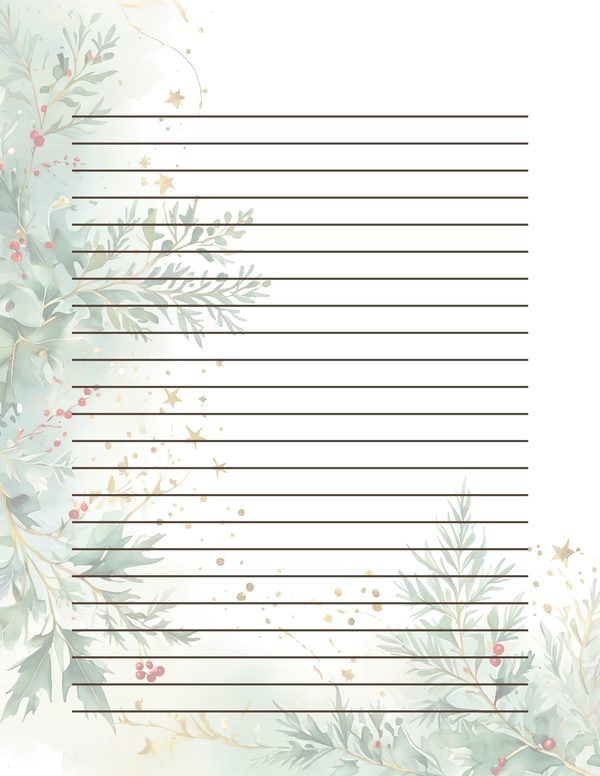 Sage Green Christmas Foliage Border: Holiday Card Digital Paper (JPG) — image 32
