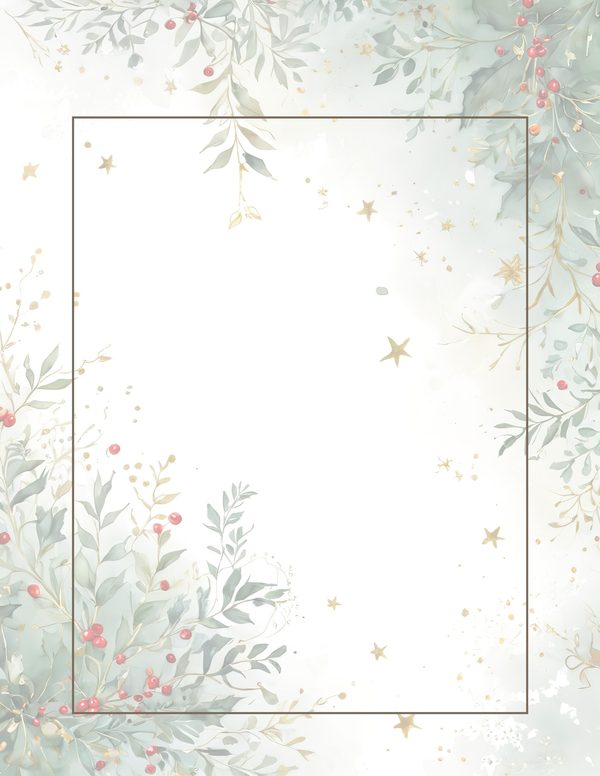 Sage Green Christmas Foliage Border: Holiday Card Digital Paper (JPG) — image 34