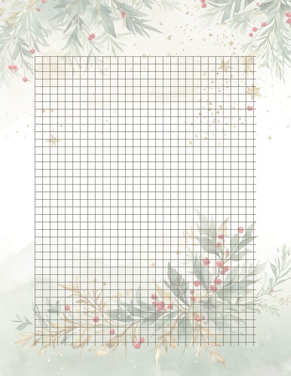 Sage Green Christmas Foliage Border: Holiday Card Digital Paper (JPG) — image 35