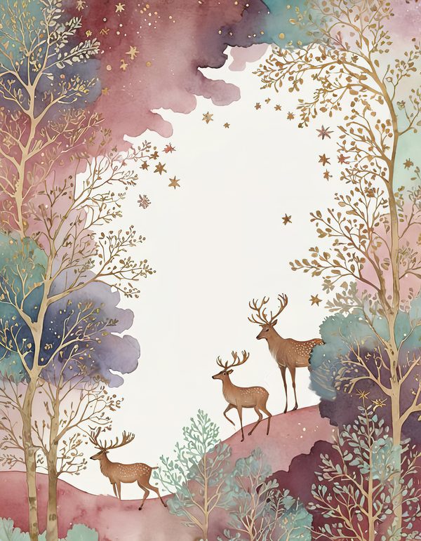 Scandinavian Forest Watercolor Digital Paper Kit: Printable Papers, Cards, Tags, Ephemera — image 1