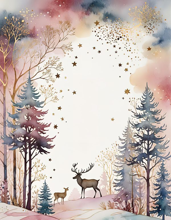 Scandinavian Forest Watercolor Digital Paper Kit: Printable Papers, Cards, Tags, Ephemera — image 3
