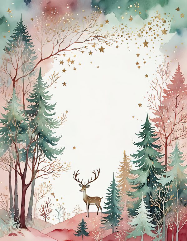Scandinavian Forest Watercolor Digital Paper Kit: Printable Papers, Cards, Tags, Ephemera — image 11