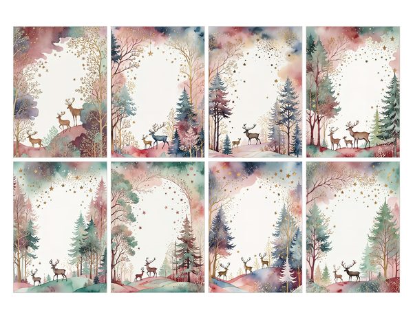 Scandinavian Forest Watercolor Digital Paper Kit: Printable Papers, Cards, Tags, Ephemera — image 28