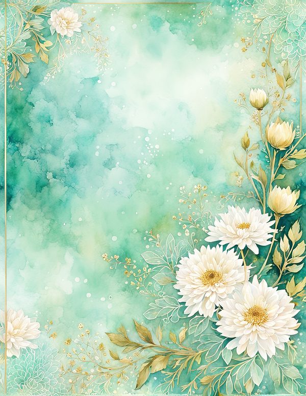 Dahlia Greenery Watercolor Digital Paper Kit: Printable Papers, Cards, Tags, Ephemera — image 1