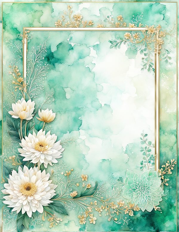 Dahlia Greenery Watercolor Digital Paper Kit: Printable Papers, Cards, Tags, Ephemera — image 10