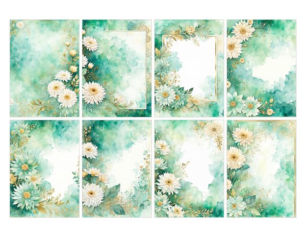 Dahlia Greenery Watercolor Digital Paper Kit: Printable Papers, Cards, Tags, Ephemera — image 26