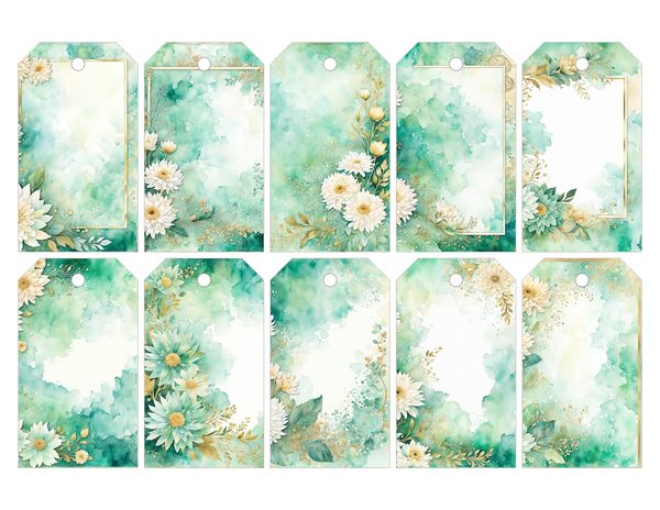 Dahlia Greenery Watercolor Digital Paper Kit: Printable Papers, Cards, Tags, Ephemera — image 27
