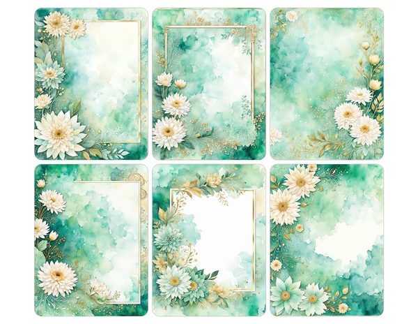 Dahlia Greenery Watercolor Digital Paper Kit: Printable Papers, Cards, Tags, Ephemera — image 28