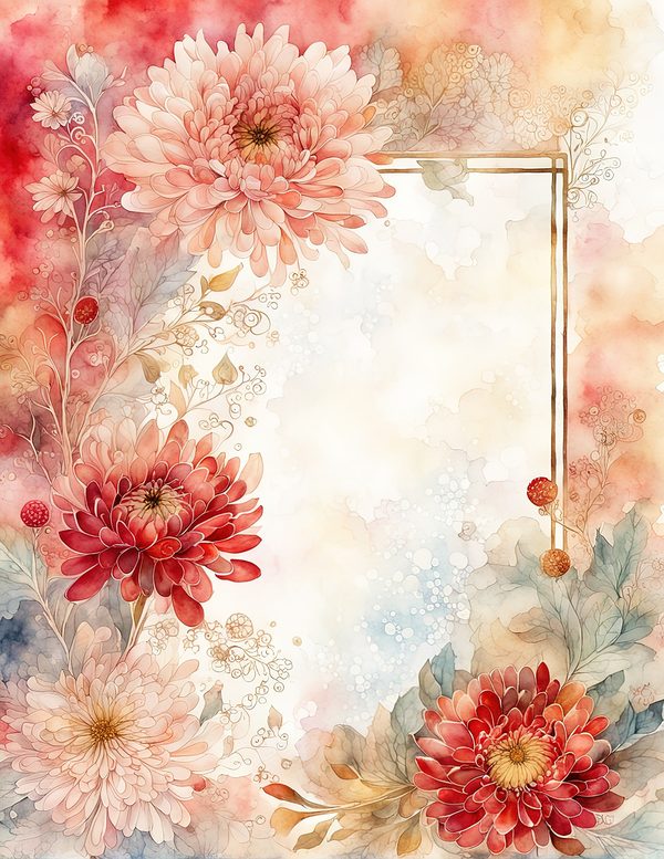 Red Floral Watercolor Paper Pack: US Letter Size (Digital Download) — image 5