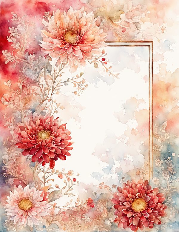 Red Floral Watercolor Paper Pack: US Letter Size (Digital Download) — image 6