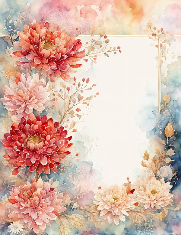 Red Floral Watercolor Paper Pack: US Letter Size (Digital Download) — image 7
