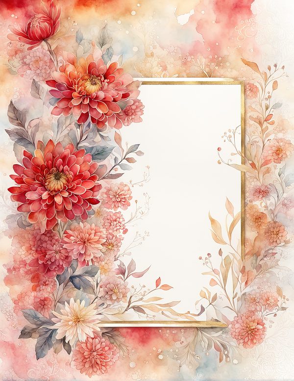 Red Floral Watercolor Paper Pack: US Letter Size (Digital Download) — image 8