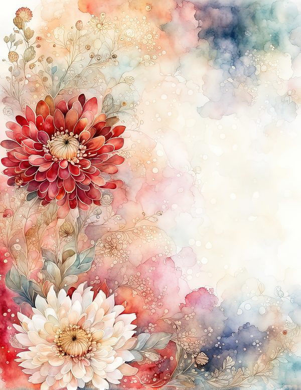 Red Floral Watercolor Paper Pack: US Letter Size (Digital Download) — image 10