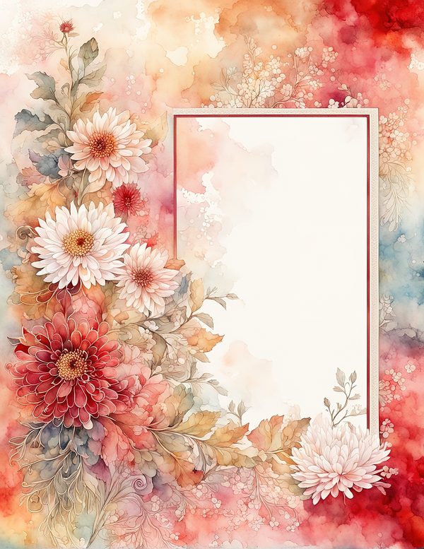 Red Floral Watercolor Paper Pack: US Letter Size (Digital Download) — image 11