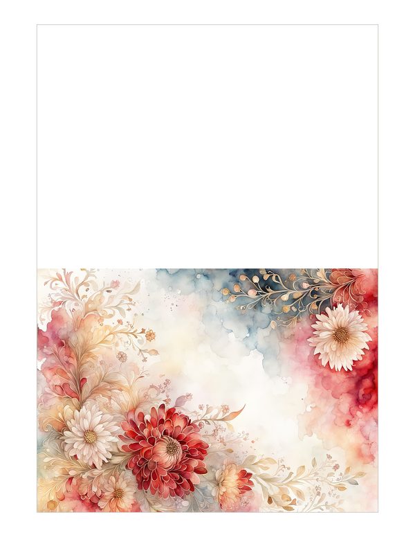 Red Floral Watercolor Paper Pack: US Letter Size (Digital Download) — image 20