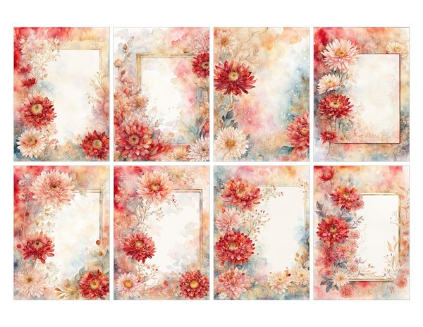 Red Floral Watercolor Paper Pack: US Letter Size (Digital Download) — image 27