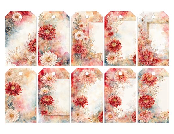 Red Floral Watercolor Paper Pack: US Letter Size (Digital Download) — image 28