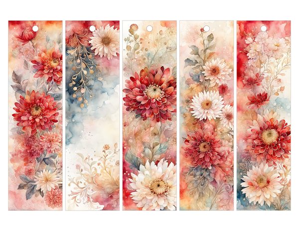 Red Floral Watercolor Paper Pack: US Letter Size (Digital Download) — image 29