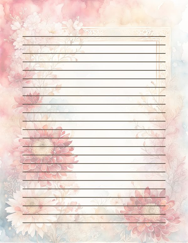 Red Floral Watercolor Paper Pack: US Letter Size (Digital Download) — image 32