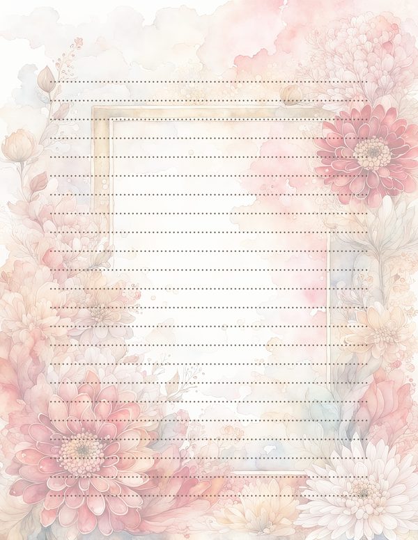 Red Floral Watercolor Paper Pack: US Letter Size (Digital Download) — image 33