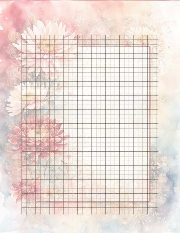 Red Floral Watercolor Paper Pack: US Letter Size (Digital Download) — image 35