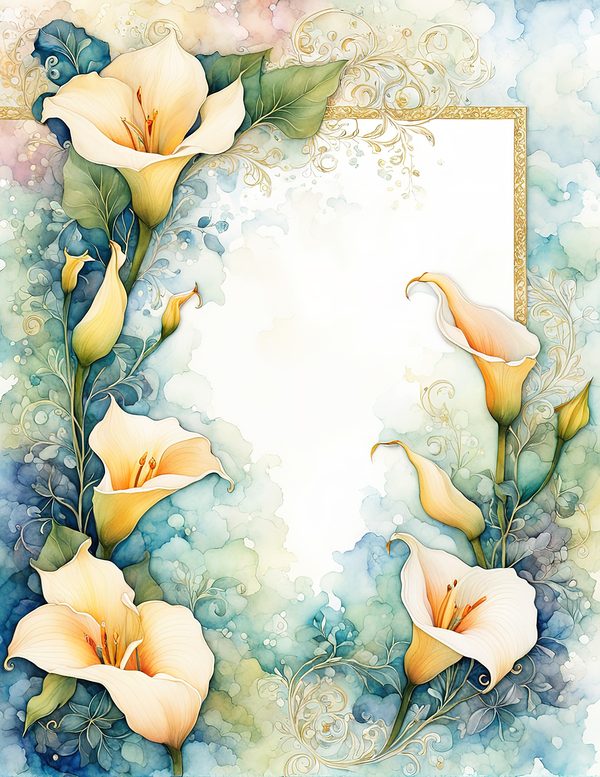 Lily Garden Watercolor Digital Paper Kit: Printable Papers, Cards, Tags, Ephemera - Commercial Use — image 5