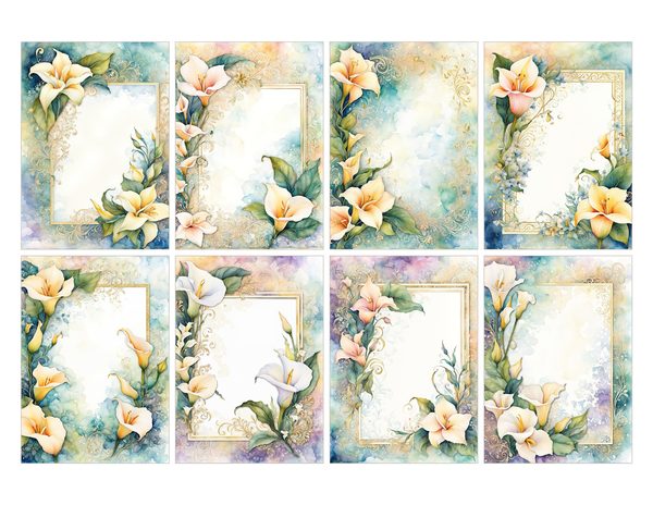 Lily Garden Watercolor Digital Paper Kit: Printable Papers, Cards, Tags, Ephemera - Commercial Use — image 27