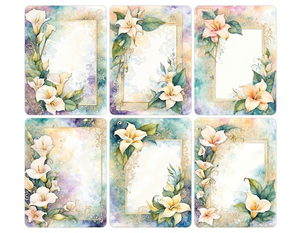Lily Garden Watercolor Digital Paper Kit: Printable Papers, Cards, Tags, Ephemera - Commercial Use — image 29