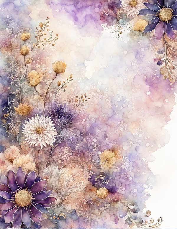 Lilac Purple Frame Watercolor Digital Paper Kit: Printable Papers, Cards, Tags, Ephemera — image 2