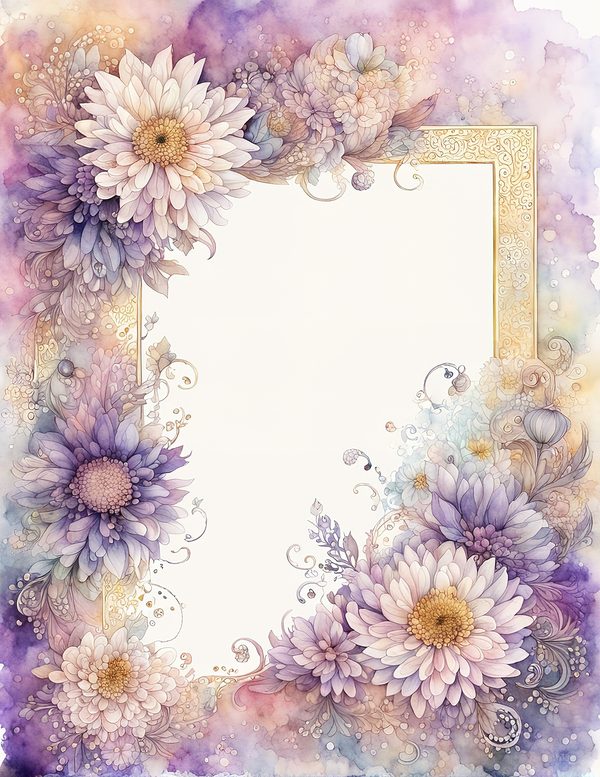 Lilac Purple Frame Watercolor Digital Paper Kit: Printable Papers, Cards, Tags, Ephemera — image 3