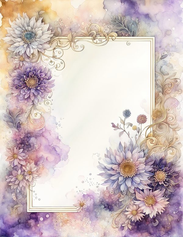 Lilac Purple Frame Watercolor Digital Paper Kit: Printable Papers, Cards, Tags, Ephemera — image 4