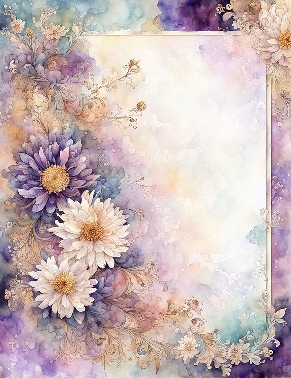 Lilac Purple Frame Watercolor Digital Paper Kit: Printable Papers, Cards, Tags, Ephemera — image 5