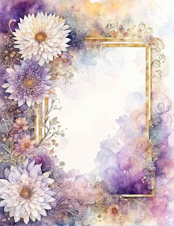 Lilac Purple Frame Watercolor Digital Paper Kit: Printable Papers, Cards, Tags, Ephemera — image 6