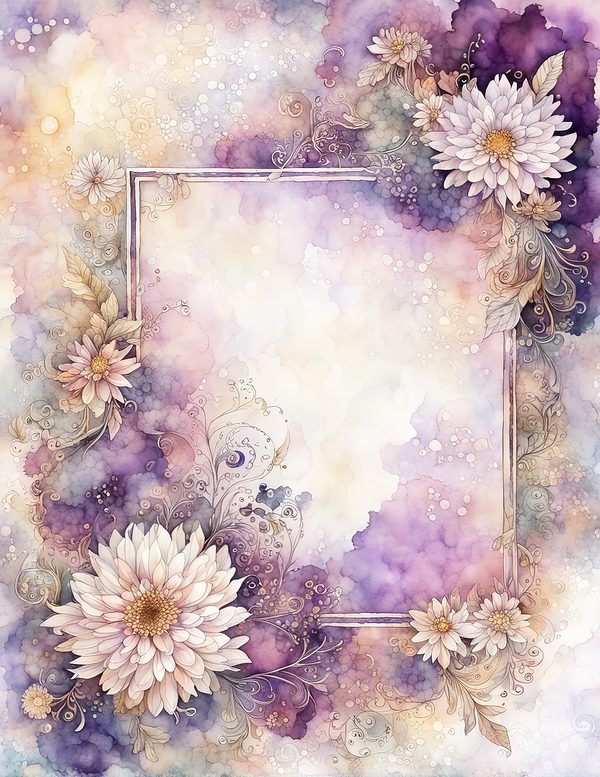 Lilac Purple Frame Watercolor Digital Paper Kit: Printable Papers, Cards, Tags, Ephemera — image 7