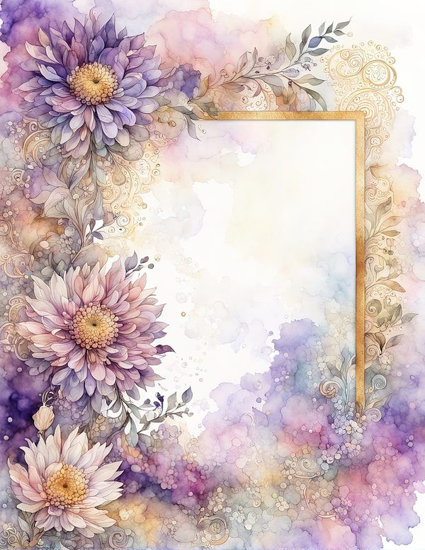 Lilac Purple Frame Watercolor Digital Paper Kit: Printable Papers, Cards, Tags, Ephemera — image 8