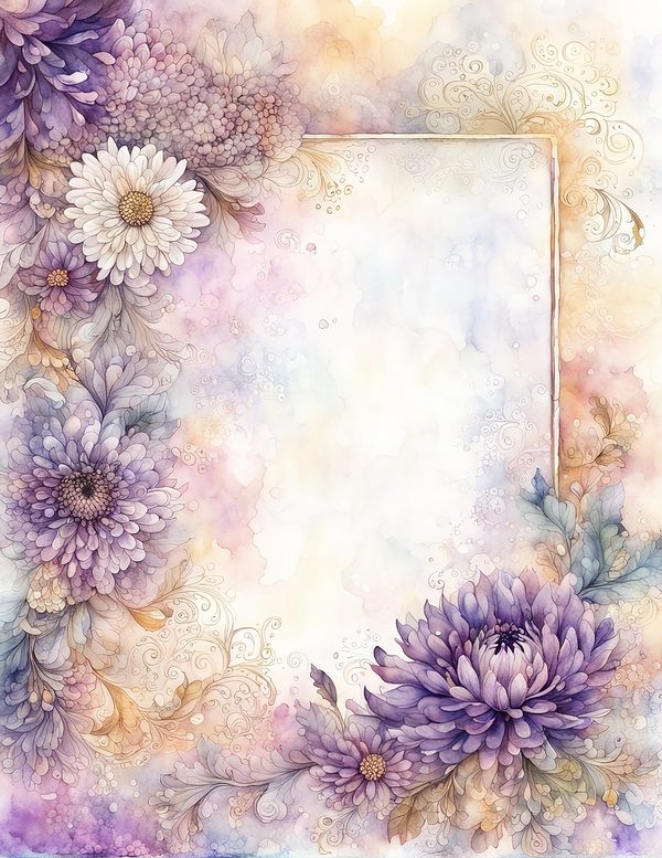 Lilac Purple Frame Watercolor Digital Paper Kit: Printable Papers, Cards, Tags, Ephemera — image 9