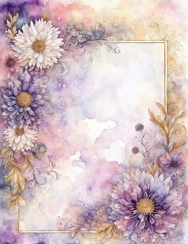 Lilac Purple Frame Watercolor Digital Paper Kit: Printable Papers, Cards, Tags, Ephemera — image 10
